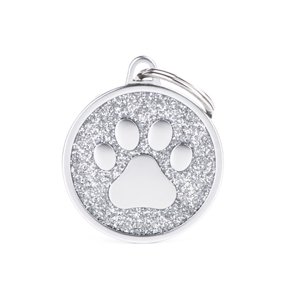 My Family Shine Cirle Paw Silver Large