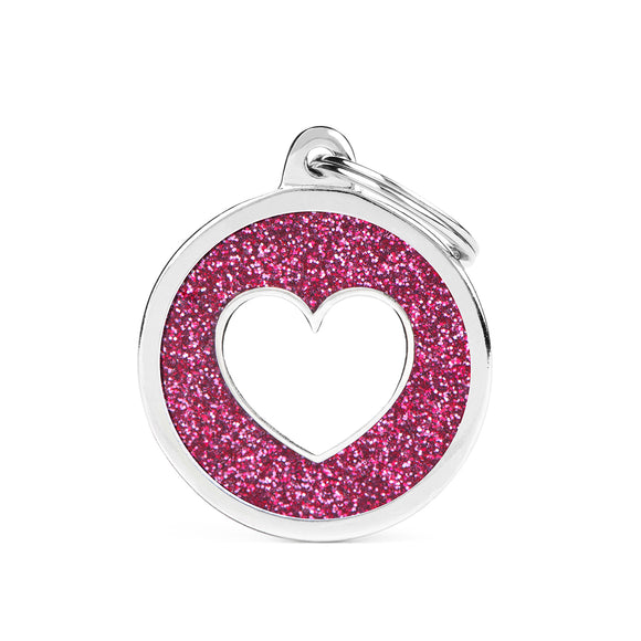 My Family Shine Pink Circle Grey Heart