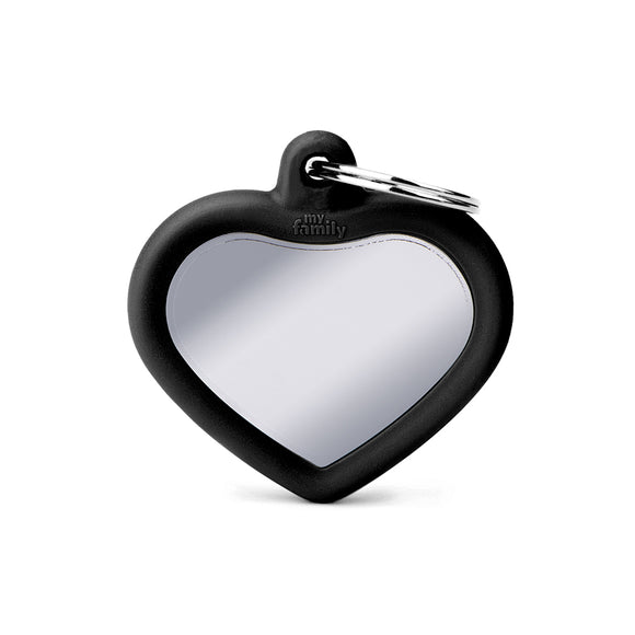 My Family Hush Tag Heart Chrome/Black